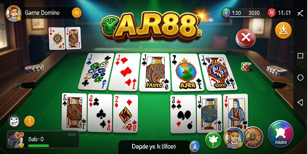 Screenshot utama AJR88 menampilkan gameplay seru permainan Domino.