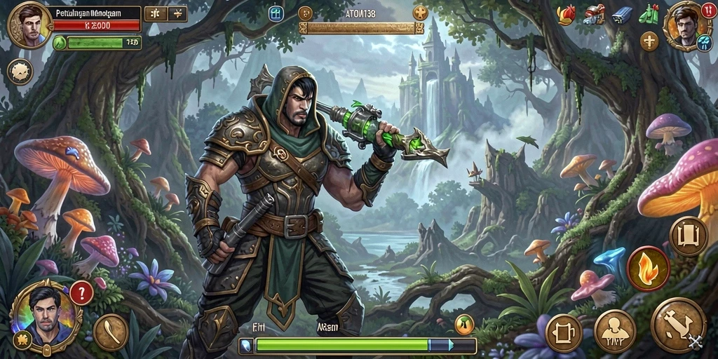Tampilan gameplay menegangkan dari ATOM138 saat menjelajahi dunia petualangan.
