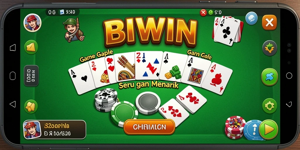 Screenshot BIWIN menampilkan gameplay Gaple yang menarik dan interaktif.