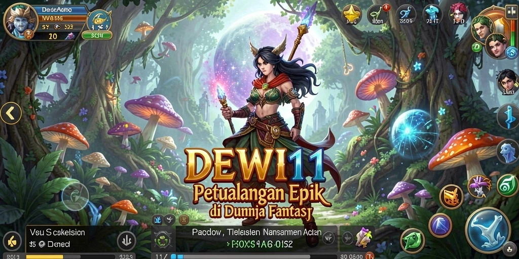 Tampilan gameplay yang menakjubkan dalam DEWI11 dengan aksi RPG penuh warna.