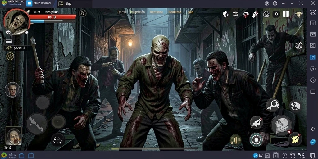 Screenshot utama menampilkan suasana gameplay horror yang menegangkan.