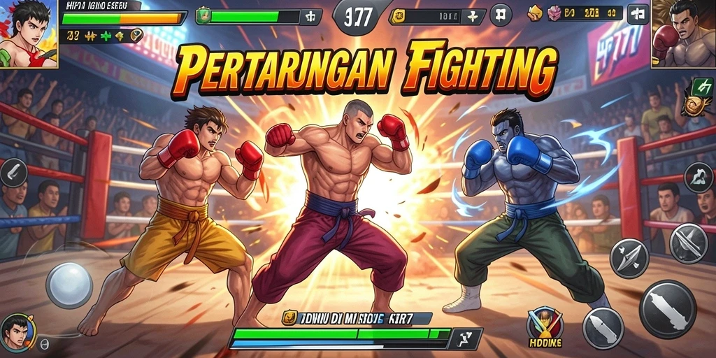 Tampilan aksi pertarungan seru dalam HP777 yang menegangkan.