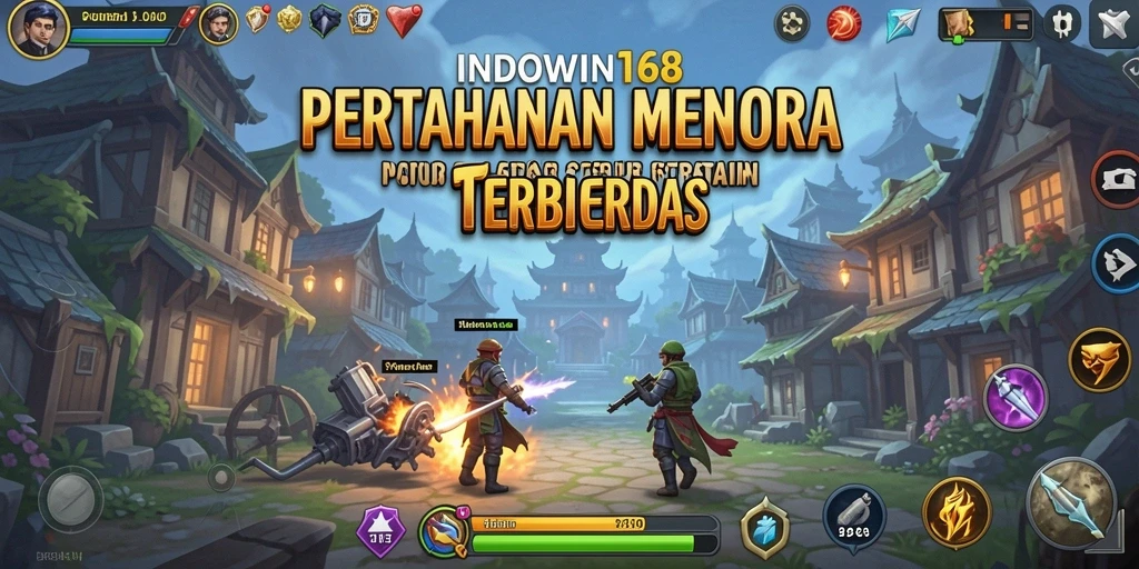 Tampilan gameplay menara pertahanan yang intens dan strategis dalam INDOWIN168.