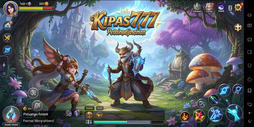 Screenshot gameplay KIPAS777 menampilkan pertempuran epik di dunia fantasi.