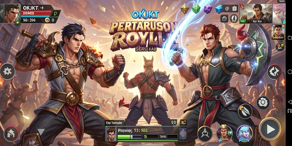 Tampilan gameplay seru dalam OKJKT, aksi Battle Royale yang mendebarkan.