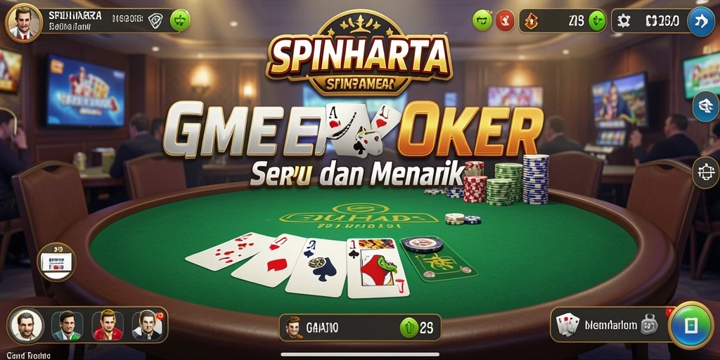 Tampilan gameplay menarik dari SPINHARTA dengan aksi Poker yang mendebarkan.