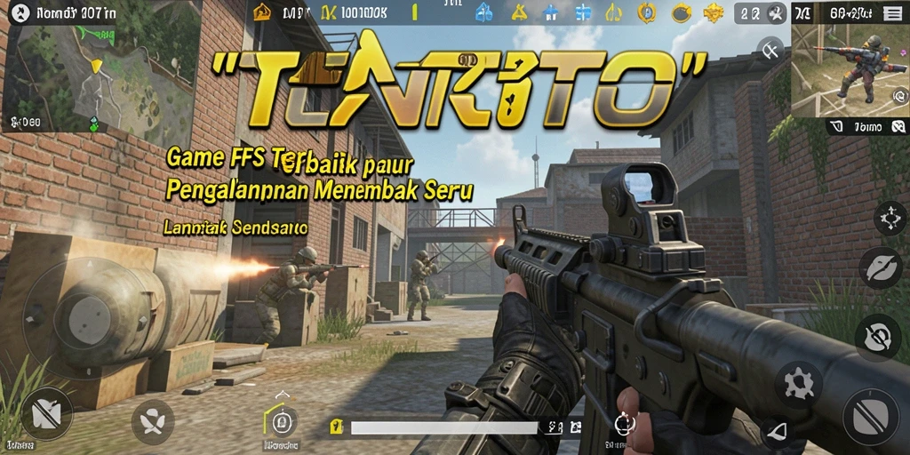 Screenshot TENTOTO menunjukkan aksi menembak intens dalam gameplay FPS.